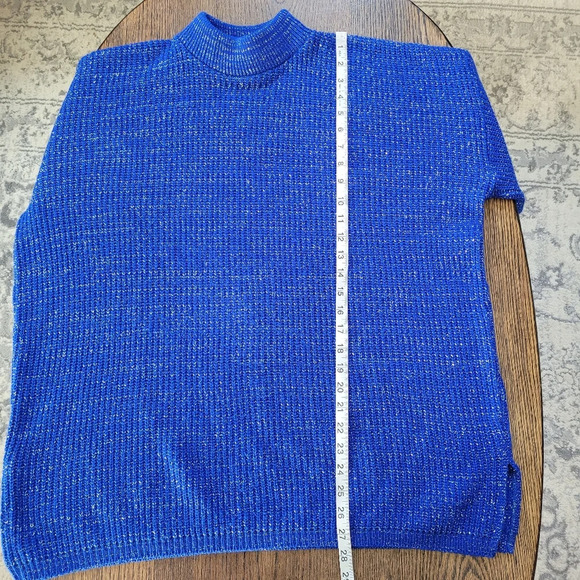 Bedford Fair Lifestyles Vintage 80's Royal Blue and Silver Tunic Sweater Size 1X - Picture 7 of 11
